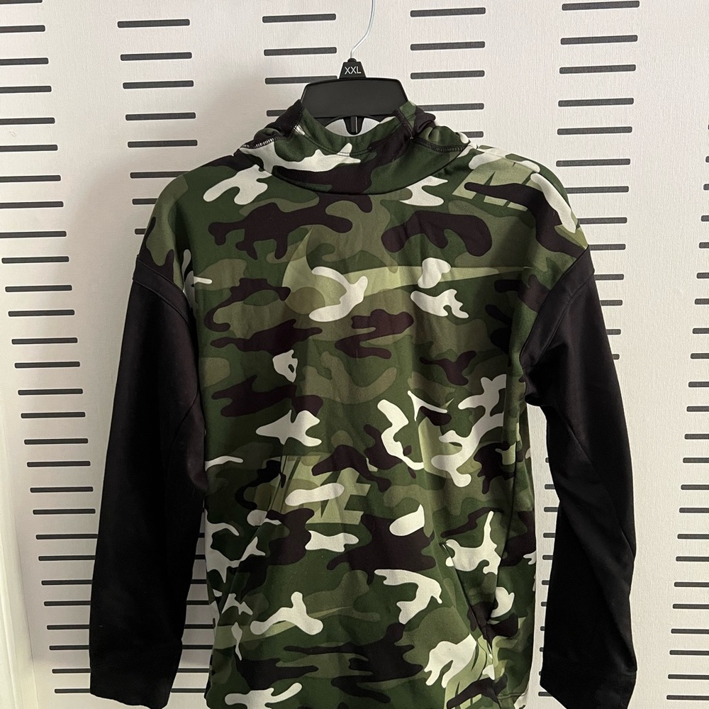 Camouflage Hoodie with Black Sleeves
